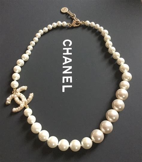 small gold chanel necklace|authentic chanel pearl necklace.